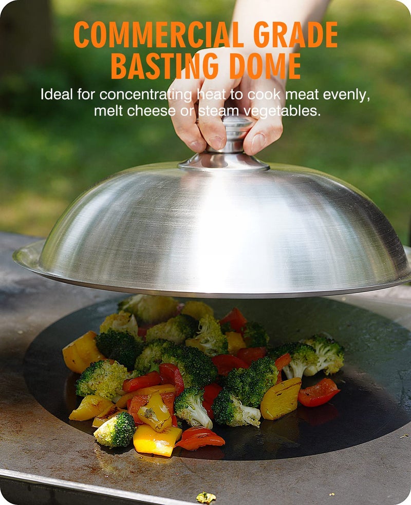 HOMENOTE Griddle Accessories for Blackstone, Commercial Grade 12 Inch Heavy Duty Melting Dome with Rectangle Cast Iron Smash Burger Press Perfect for Flat Top Hibachi Grill Indoor Outdoor - Image 3